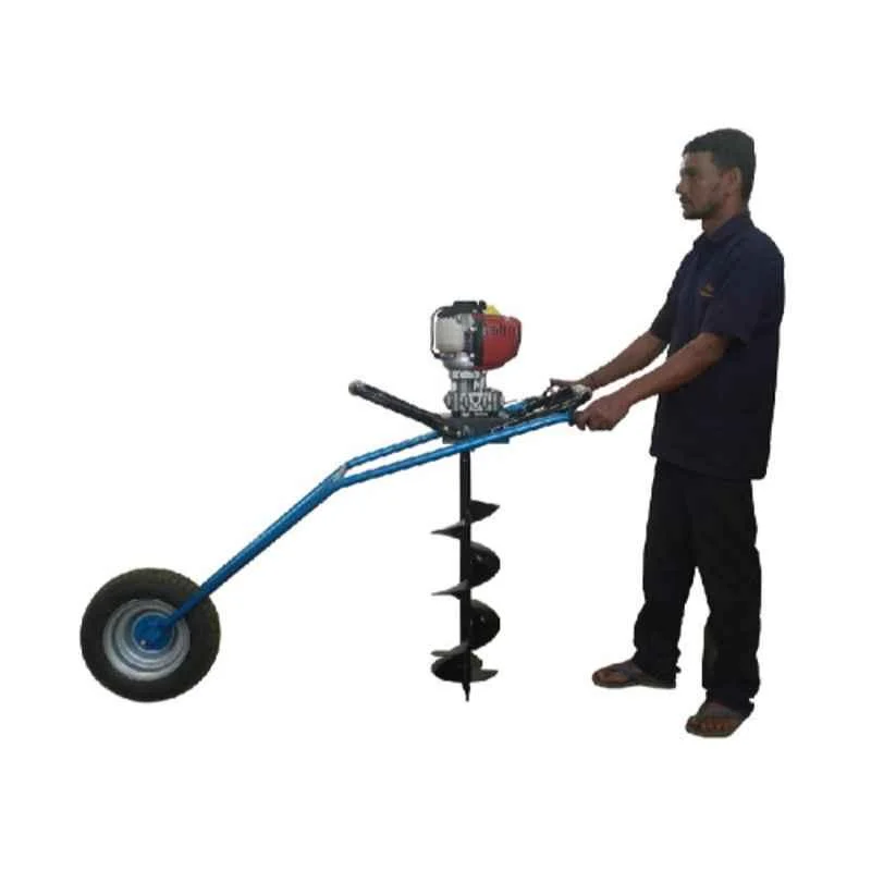 Heavy Duty 63CC Single Wheel Trolley Type Earth Auger with 6 inch Drill