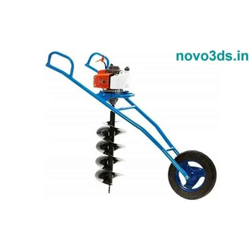 Heavy Duty 63CC Single Wheel Trolley Type Earth Auger with 4 inch Drill