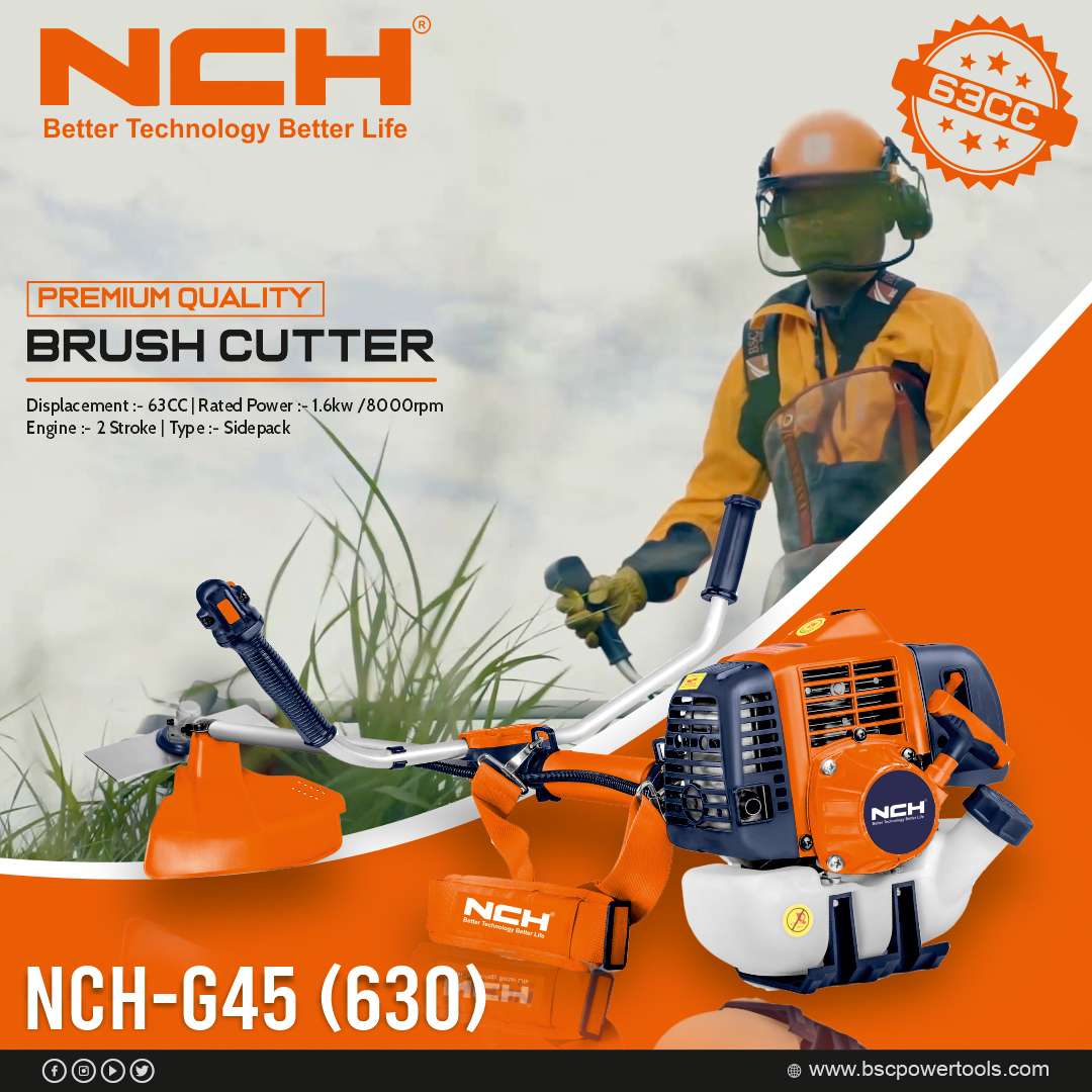 NCH G45, 63cc 1.7kW 2-Stroke Side pack Petrol Brush Cutter