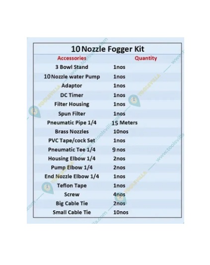 BROS Fogger Kit of 10 Nozzles with Timer, Filter and Other Accessories (1 Year Warranty)