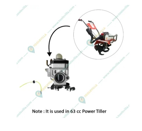 Carburetor and Fuel Filter with Pipe for Petrol Power Tiller 63 , 68 CC, 3HP