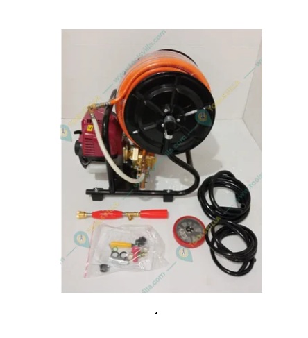 Portable Power Sprayer with 4 Stroke 35 cc Petrol Engine With 50 Meter Hose Pipe and Hose Reel Stand